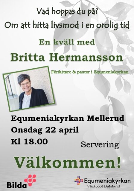 En kväll med Britta Hermansson 22 april kl. 18.00