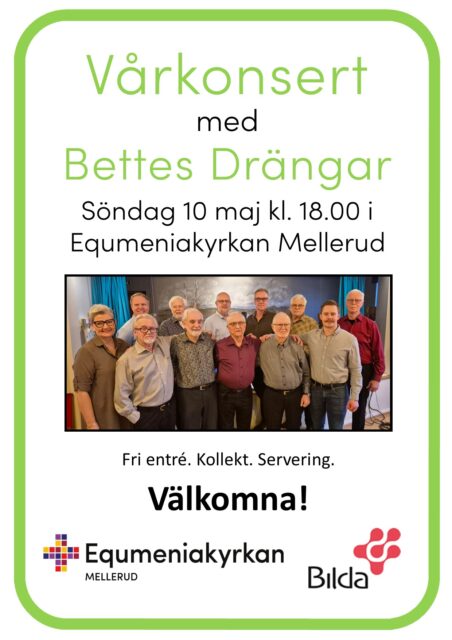 Vårkonsert med Bettes Drängar 10 maj kl. 18.00